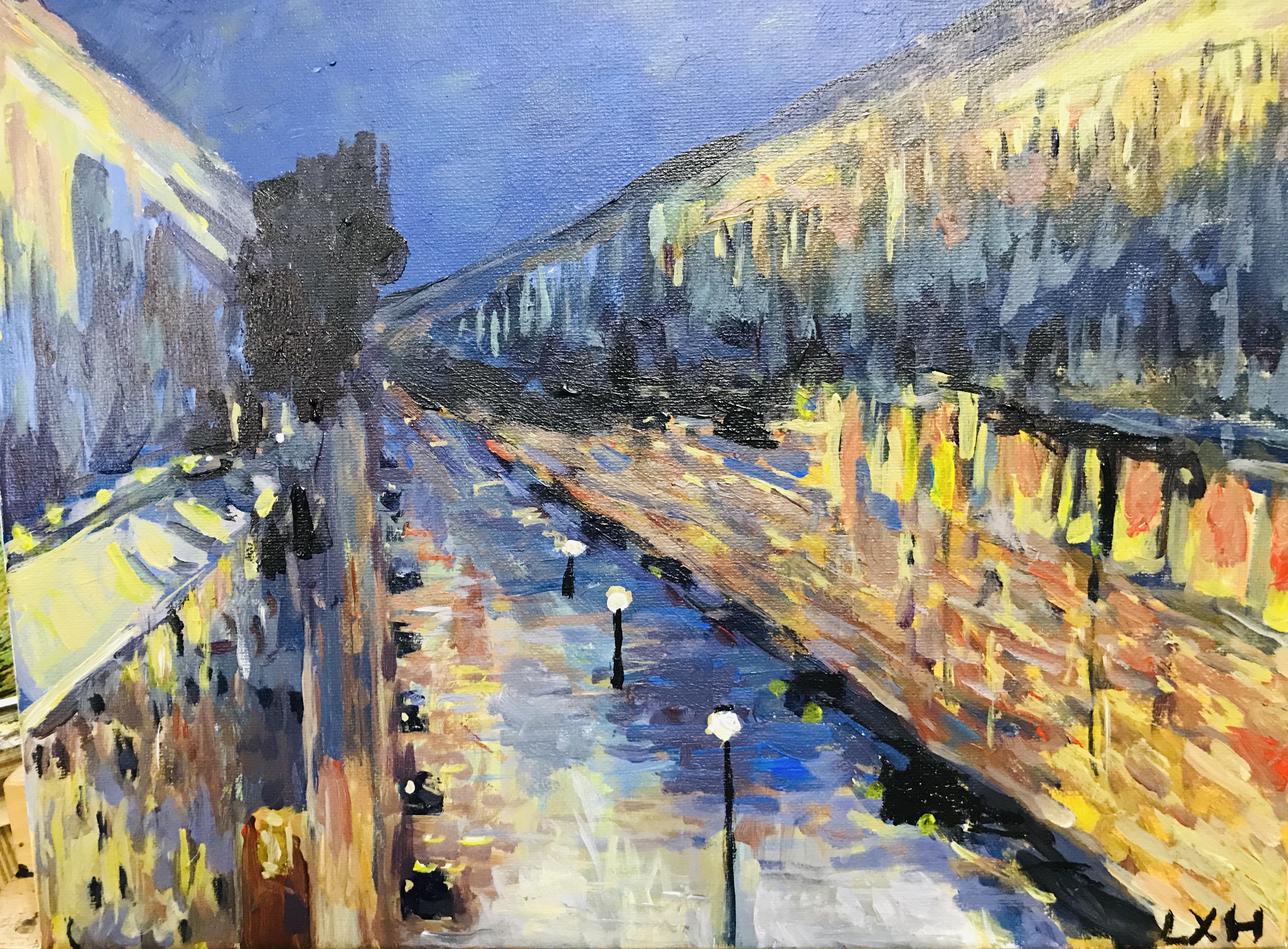 Boulevard Montmartre, Effet de Nuit, Painted by myself (2017)
